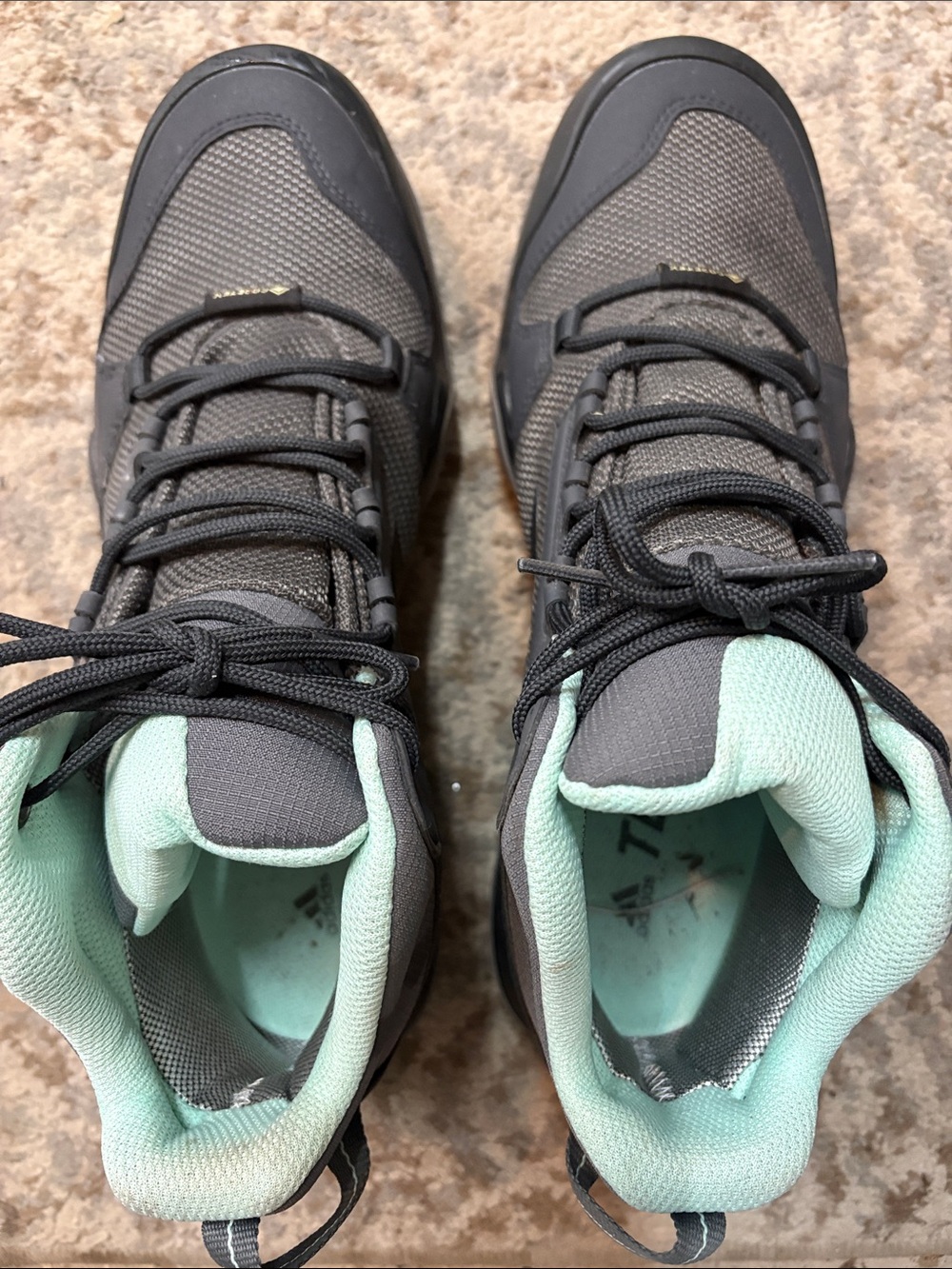 adidas Gray Lace-Up Boots with Mint Collar